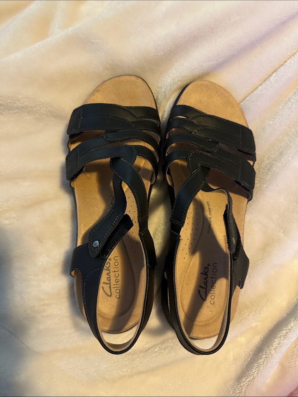 Clarks Black Multi-Strap Slingback Sandals